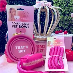 🩷🌸Paria Hilton pet bowl with leash and dispenser